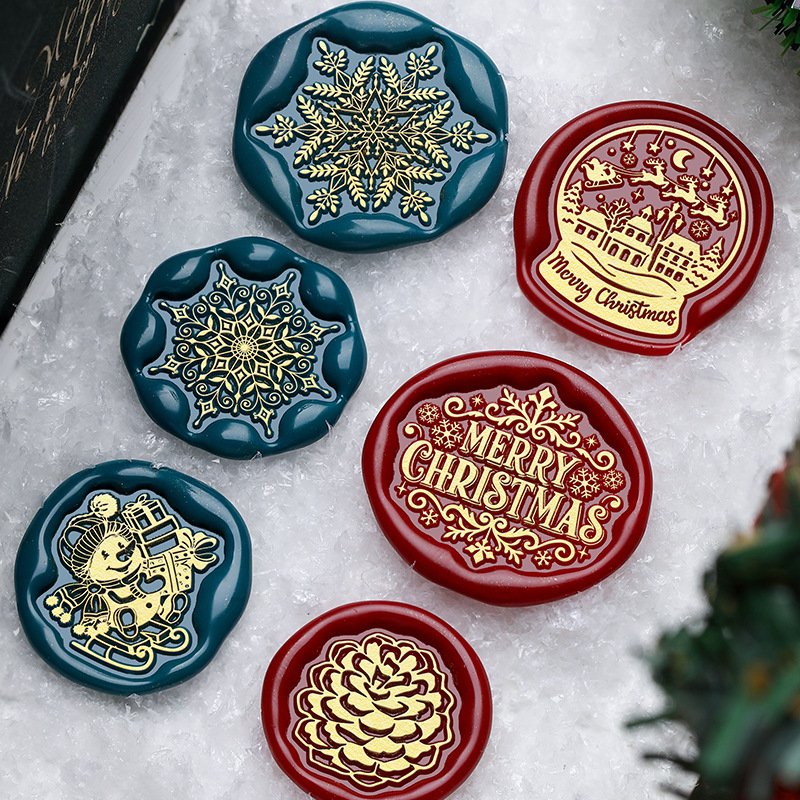 Wholesales Special-Shaped Christmas Series Deer Biscuits Ice Crystal Snowflakes Wax Seal Stamp Head