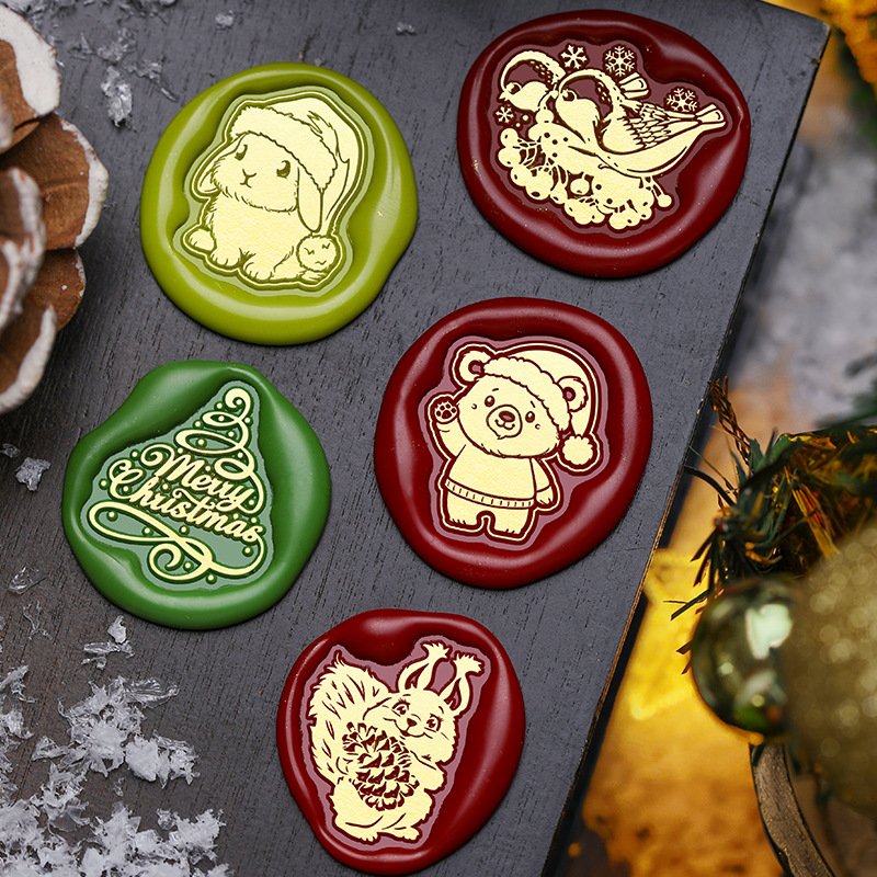 Wholesales Special-Shaped Christmas Series Deer Biscuits Ice Crystal Snowflakes Wax Seal Stamp Head