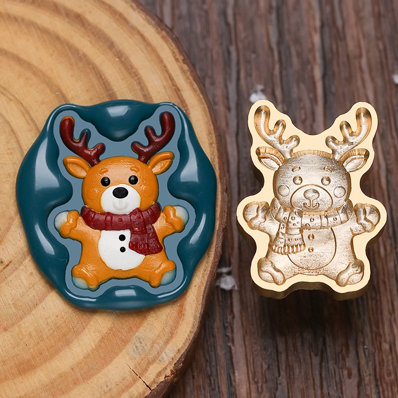 Wholesales Special-Shaped Christmas Series Deer Biscuits Ice Crystal Snowflakes Wax Seal Stamp Head