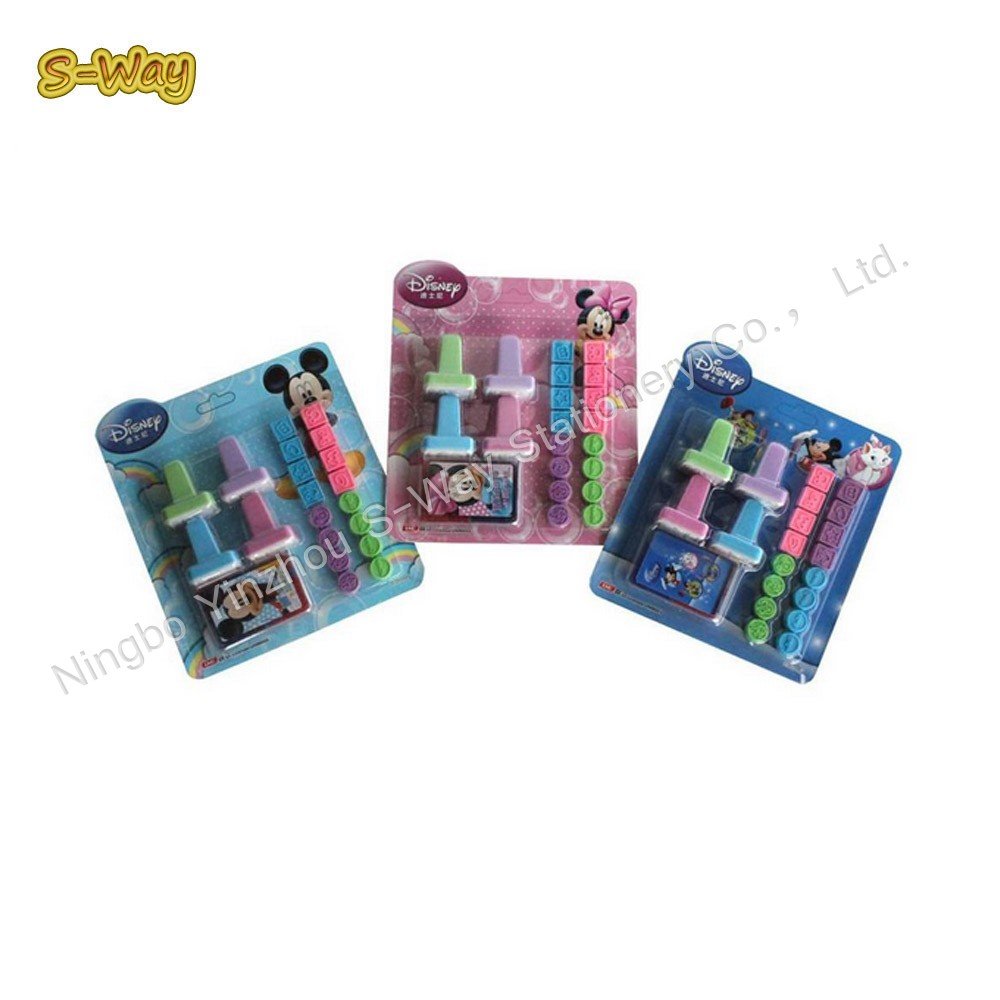 mini kids stamp sets plastic toy self-inking stamp
