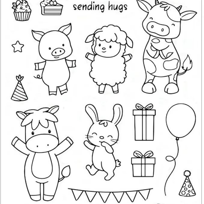 arriettycraft Cute Animal polymer Stamps for Card Making or Journals Sheep Pig Cow Rabbit Duck photopolymer Stamps