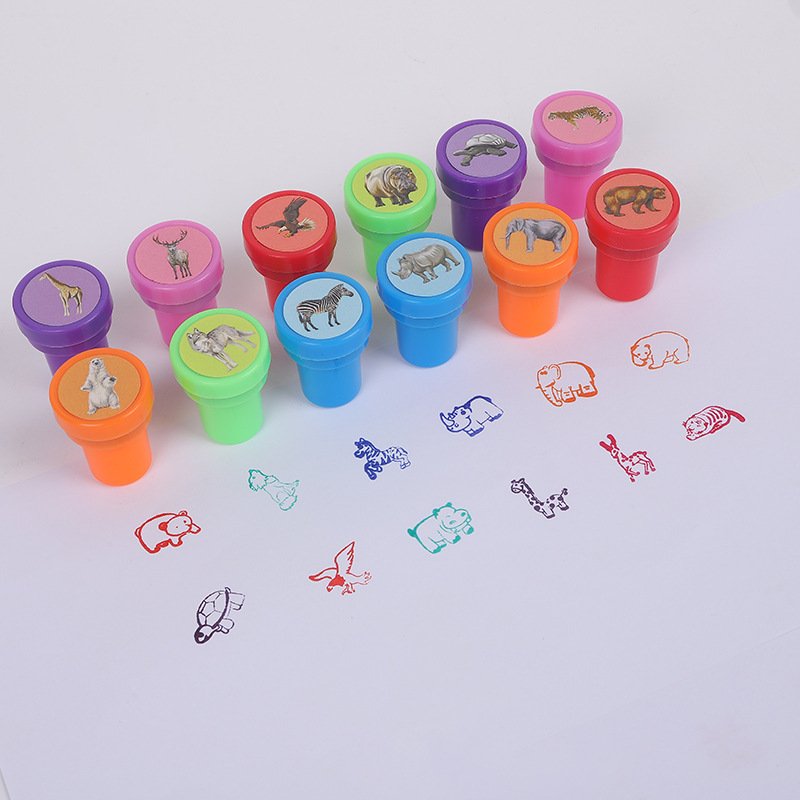 Children Cartoon Stamps Animals Plants Christmas Cartoon Characters Cute Style Stamp Toys For School Party Programs