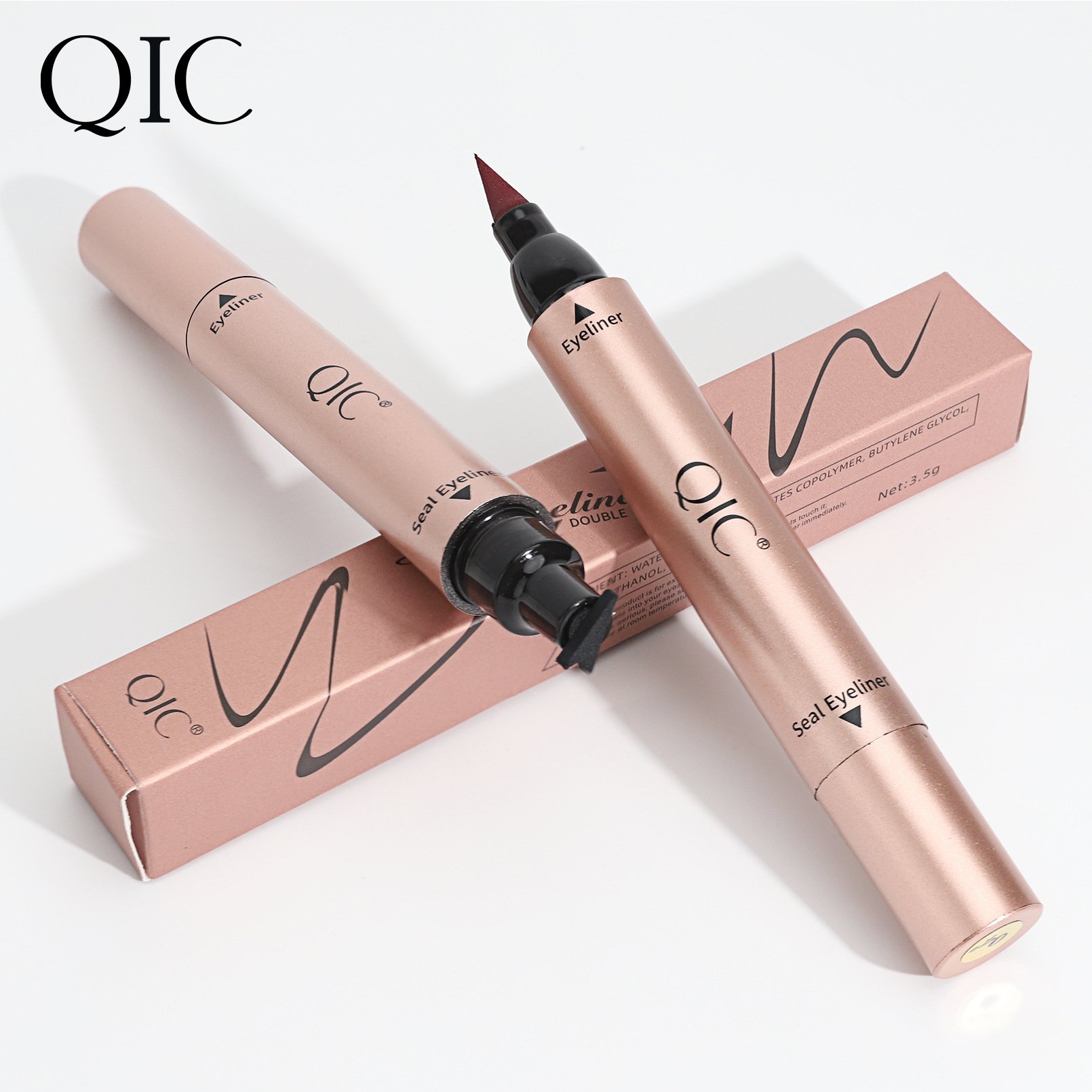 Pink Smudge Proof Colorful Liquid Eyeliner Pencil 2 In 1 Magic Makeup Waterproof Eyes Eyeliner With Stamp Private Label
