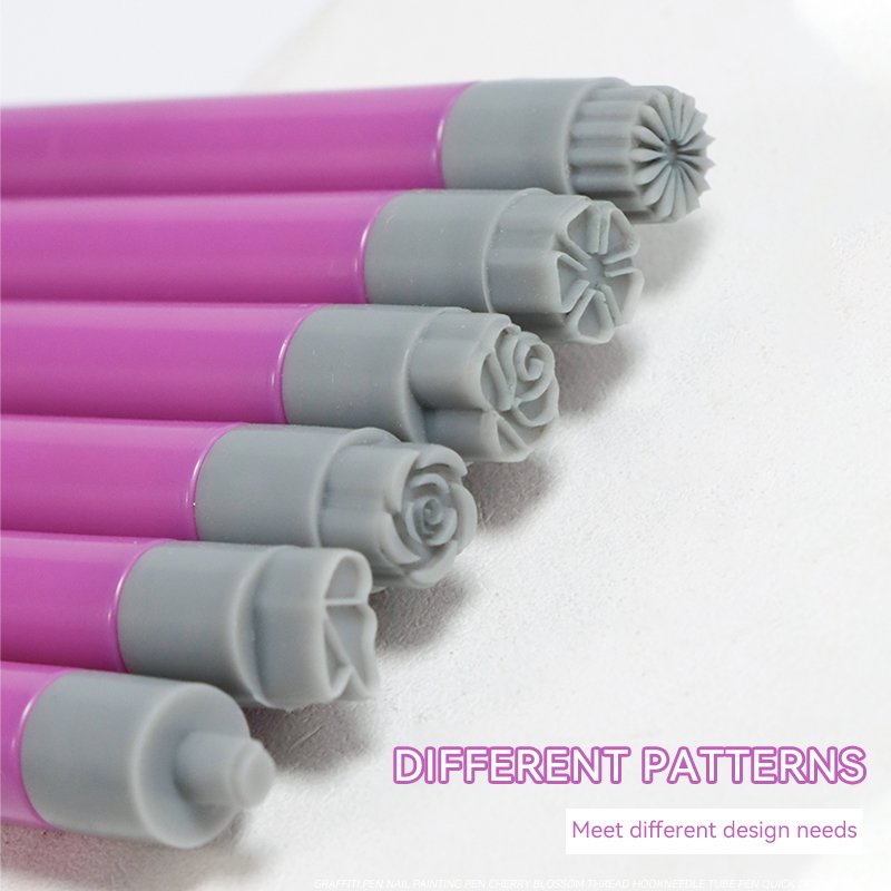 Vinimay 6PCS/set Nail Art Stamp Pen Set Silicone Plastic Material for Nail Polish Application Beauty Salons Nail Tool