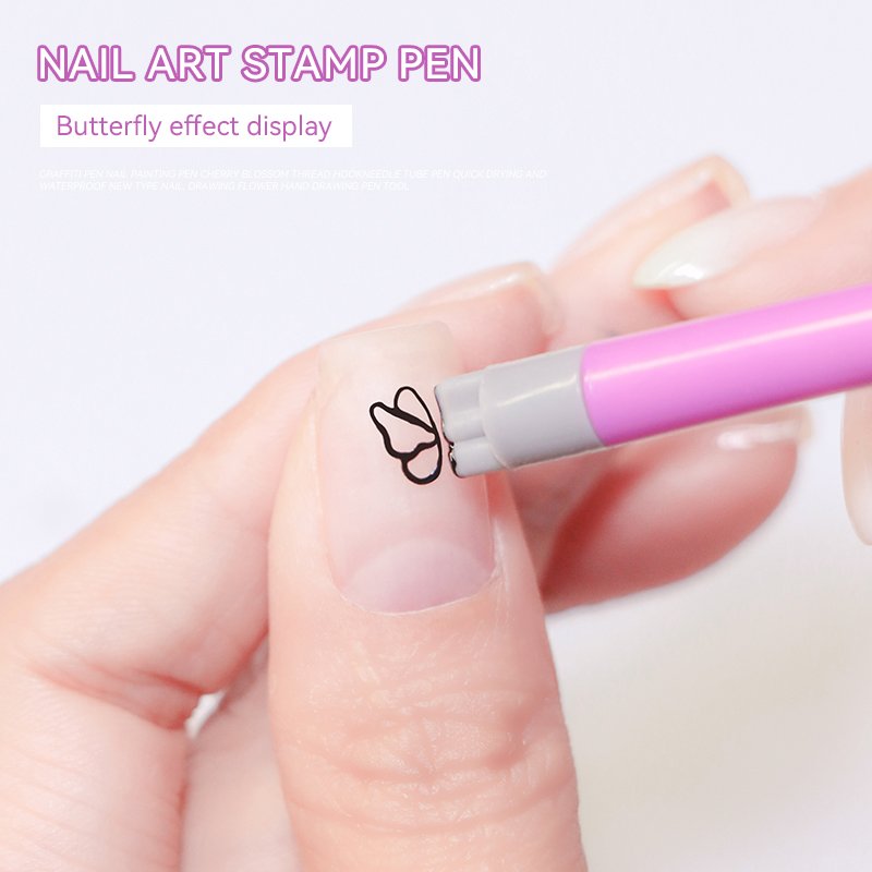 Vinimay 6PCS/set Nail Art Stamp Pen Set Silicone Plastic Material for Nail Polish Application Beauty Salons Nail Tool