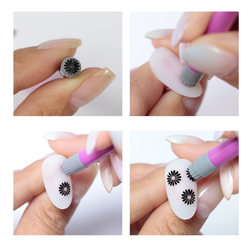 Vinimay 6PCS/set Nail Art Stamp Pen Set Silicone Plastic Material for Nail Polish Application Beauty Salons Nail Tool