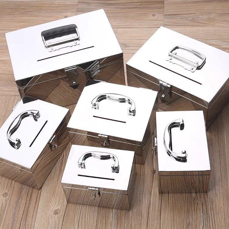 Wetrust code lock 18*12*12cm Mini Safe lock metal Stainless Steel Aluminum Money jewelry stamp storage Coin Case Box