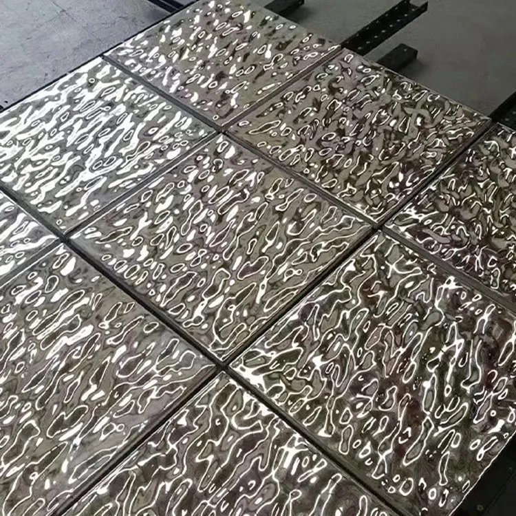 ss 0.8mm pvd color mirror water ripple stamped stainless steel color sheet for Hotel Decoration for sale
