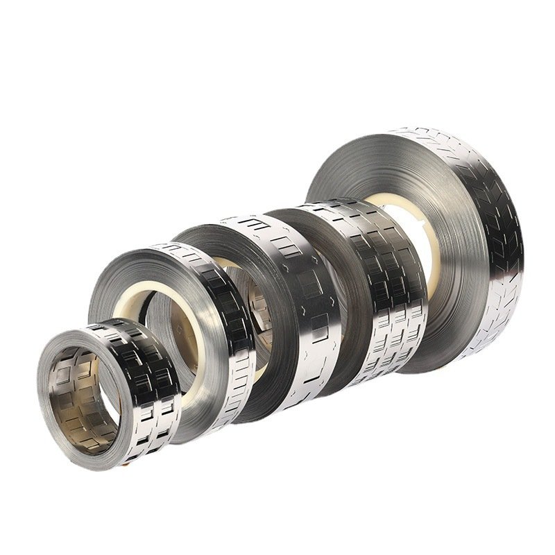 Customized Stamped Shaped Battery Connection Nickel Sheet Nickel Strip With 18650/21700 Battery