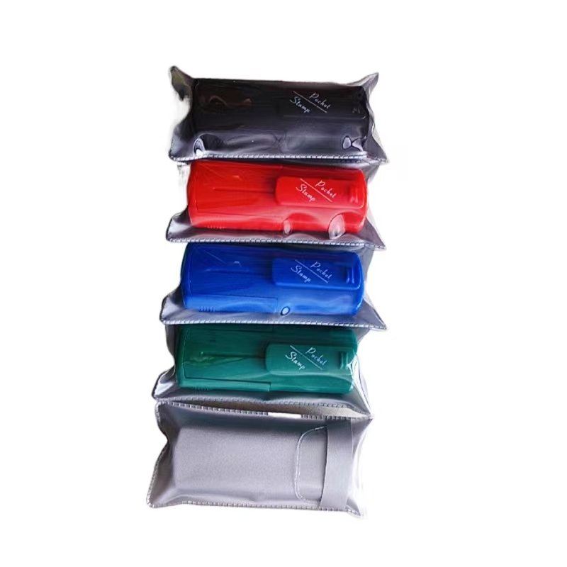 Free Sample Rectangle 47x18mm mini pocket Self-inking Stamp for school use.