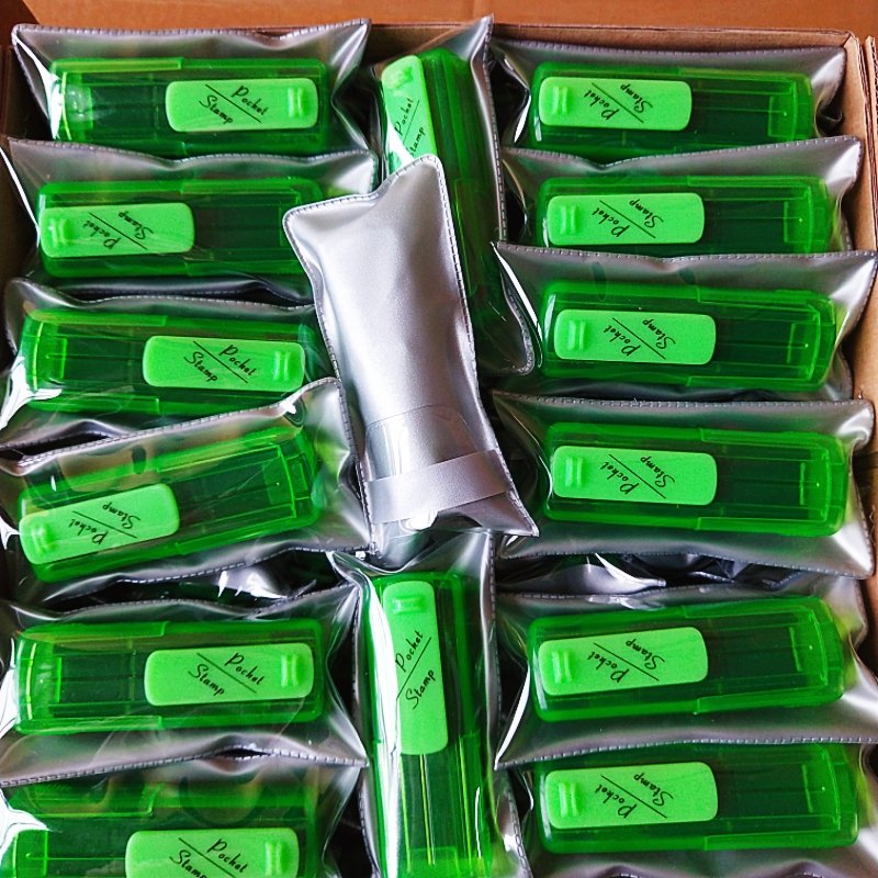 Free Sample Rectangle 47x18mm mini pocket Self-inking Stamp for school use.
