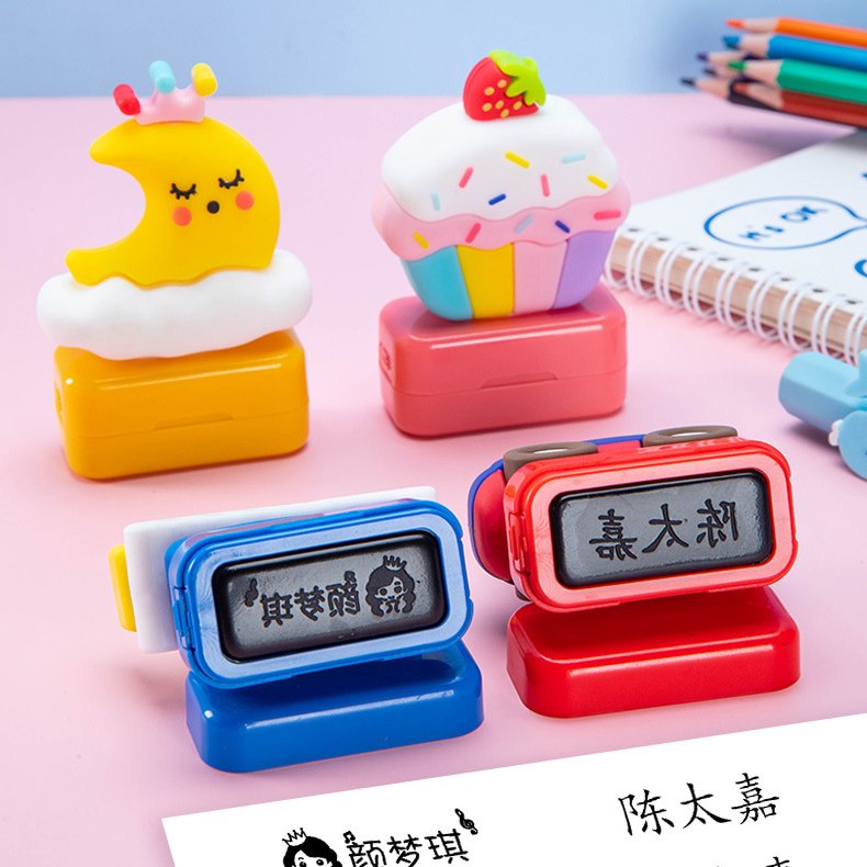 Personalized kids stamp white and black ink blank clothing name stamp for children