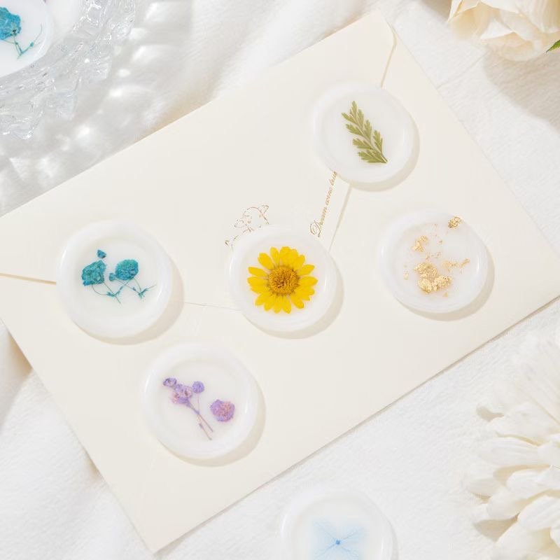 Wholesale Dried Flower Self adhesive wax seal sticker wedding invite wax seals stamp stickers