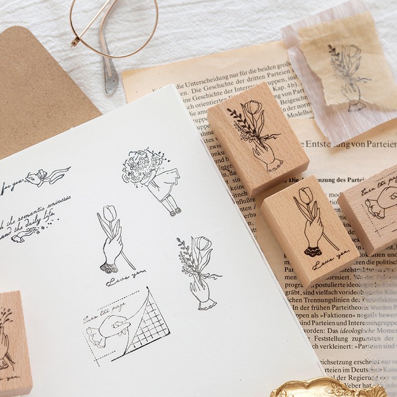 Stamps toys fashion wood handle rubber material custom Wooden Stamps