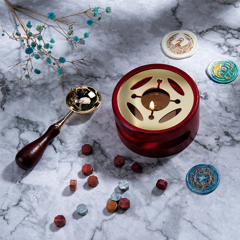 Sealing Wooden Metal Wax Warmer Tripod Fire Paint Wax Seal Stamp Stick Warmer Wax Furnace Stove
