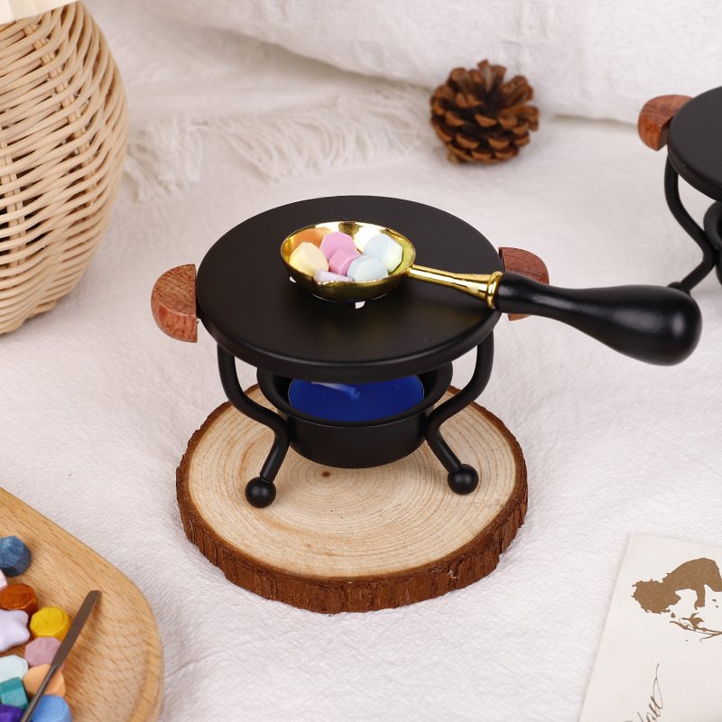 Sealing Wooden Metal Wax Warmer Tripod Fire Paint Wax Seal Stamp Stick Warmer Wax Furnace Stove