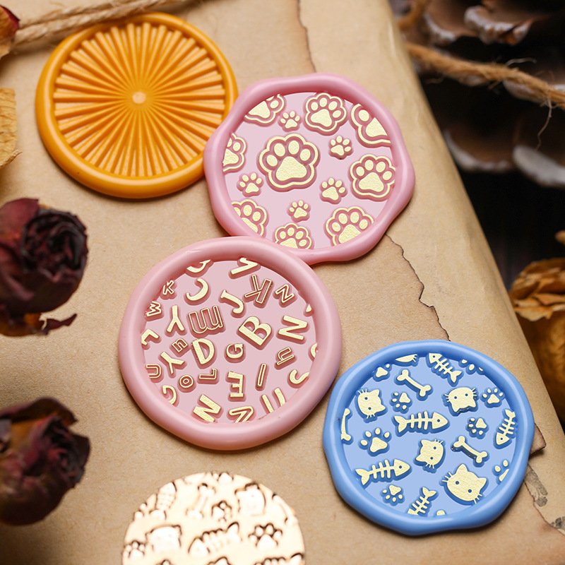 New Product Texture Series Bee Letter Skull Retro Wood Texture Wax Seal Stamp Head