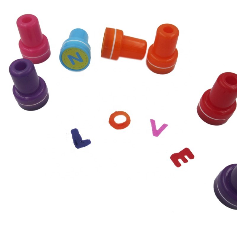 Custom Cartoon Quality Round Shape 26 Alphabet Stamps 26 Letters Kids Stamp With Slef-inking
