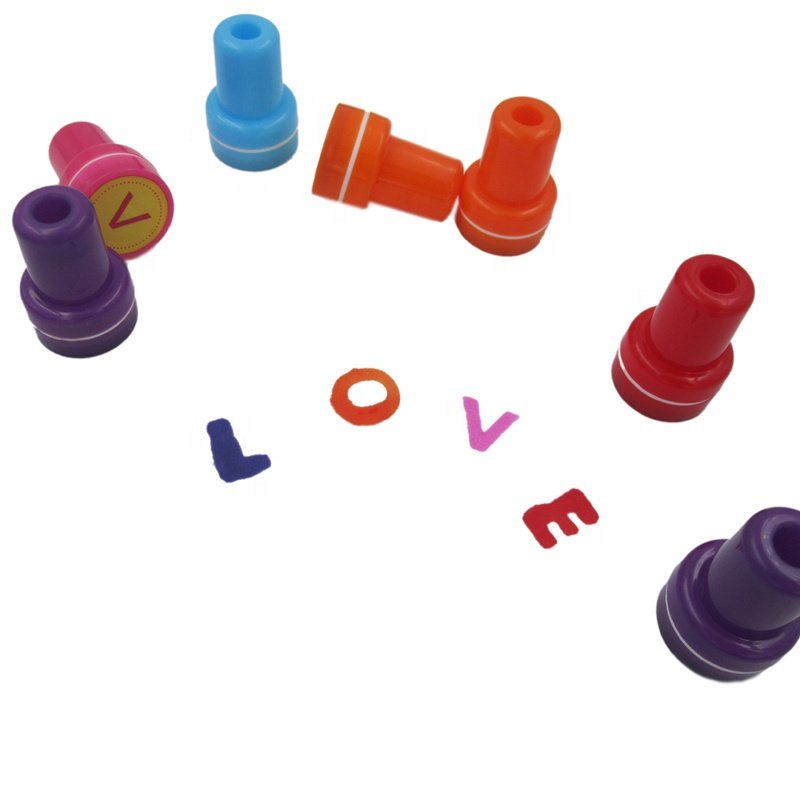 Custom Cartoon Quality Round Shape 26 Alphabet Stamps 26 Letters Kids Stamp With Slef-inking