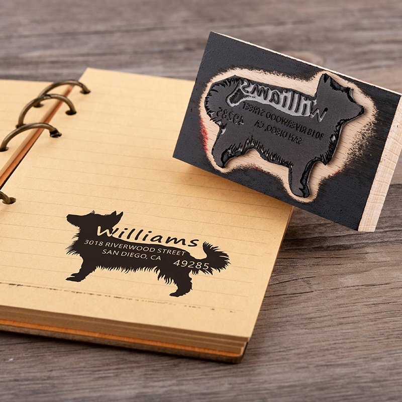 With Handle Personalized Wood Dog Handmade Self-inking Stamp Wooden Material Natural