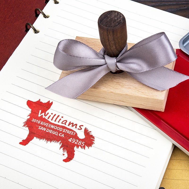 With Handle Personalized Wood Dog Handmade Self-inking Stamp Wooden Material Natural