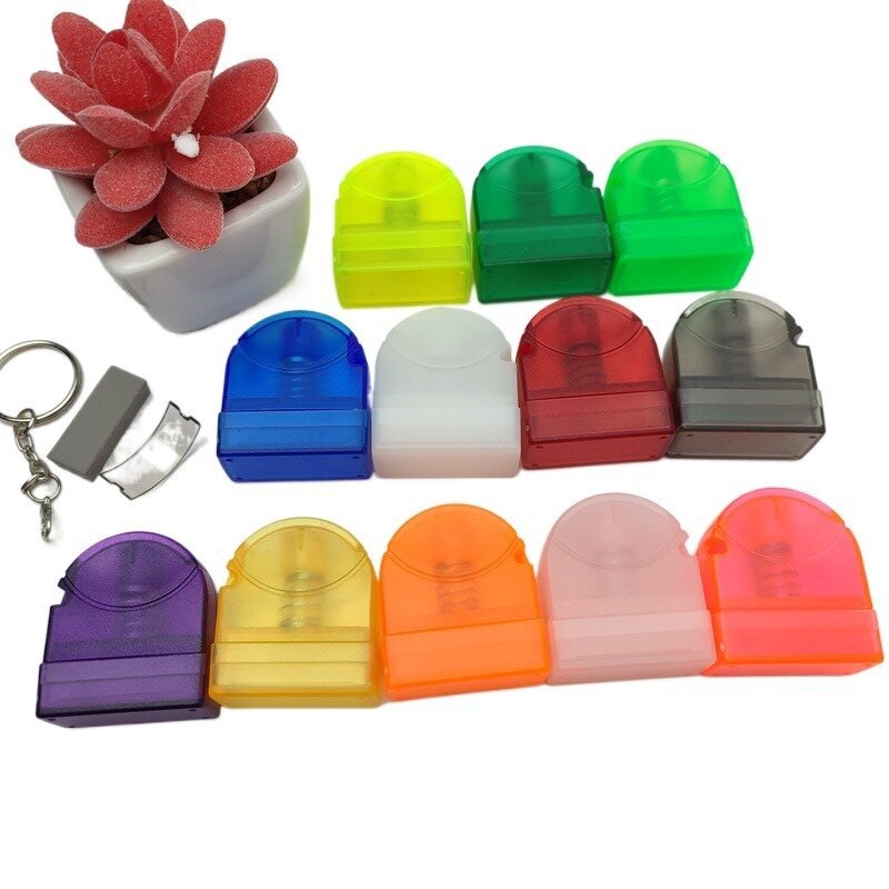 Wholesale KT1028 Preinked Keychain Stamps Sello Fabric Self Inking Name Custom Teacher Stamps Flash Stamp Case