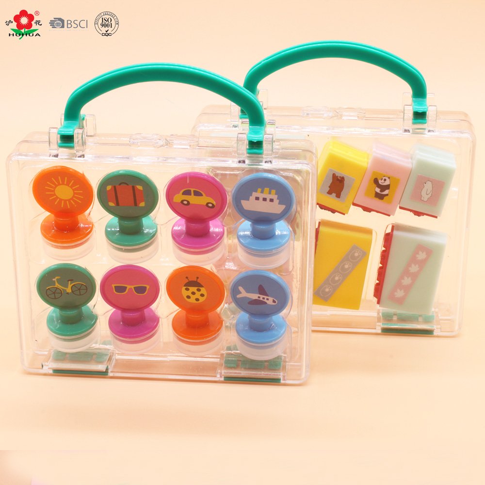 best selling daily life pattern kids diy stamp suitcase toy for kids