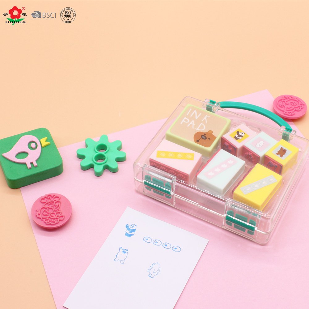 best selling daily life pattern kids diy stamp suitcase toy for kids