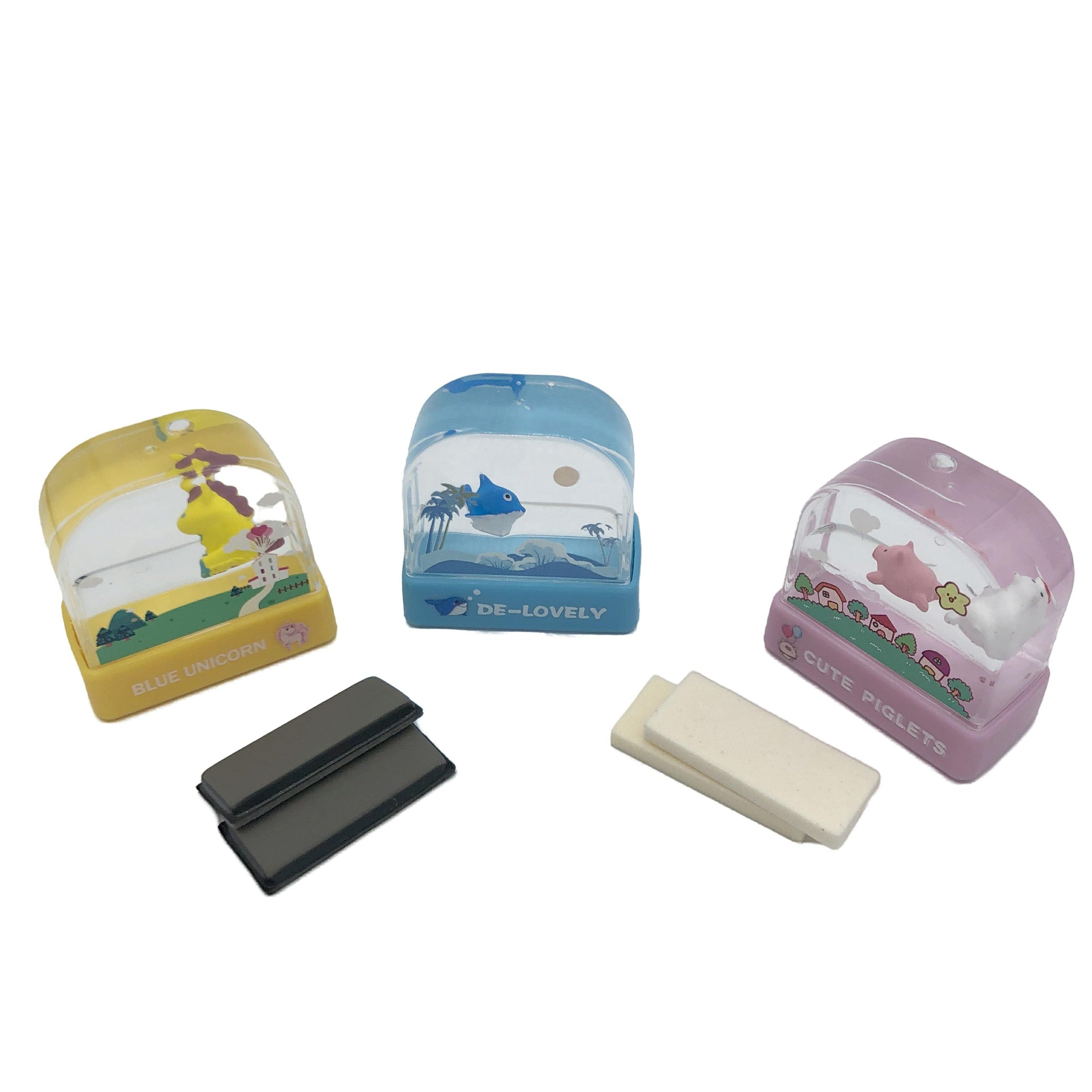 10*30mm water world flash toy stamp kids name cartoon rubber stamp