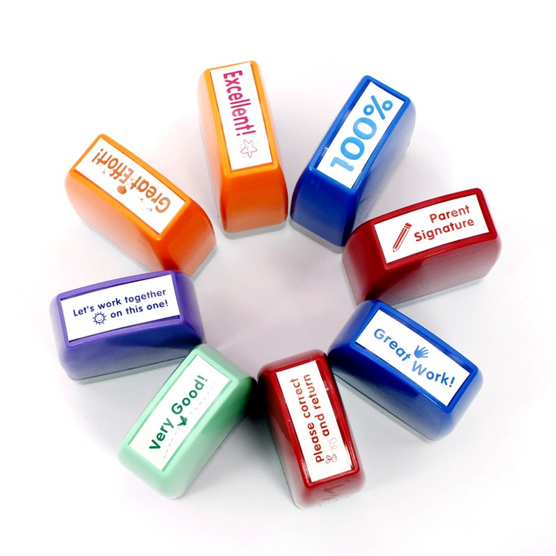 Teacher stamp set custom rubber stamps for teachers flash stamp case