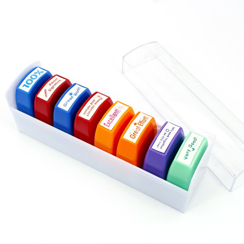 Teacher stamp set custom rubber stamps for teachers flash stamp case