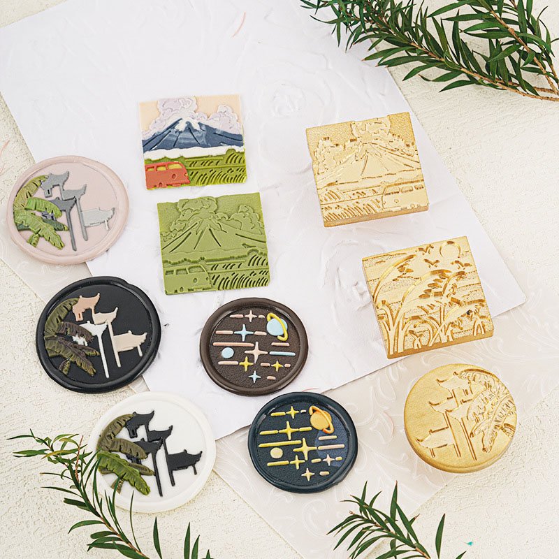 High Quality Wilderness Series White Walls And Black Tiles Sunset Glow Wax Seal Stamp Head