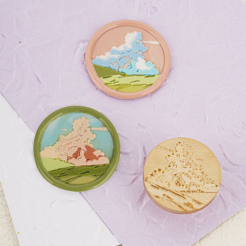 High Quality Wilderness Series White Walls And Black Tiles Sunset Glow Wax Seal Stamp Head