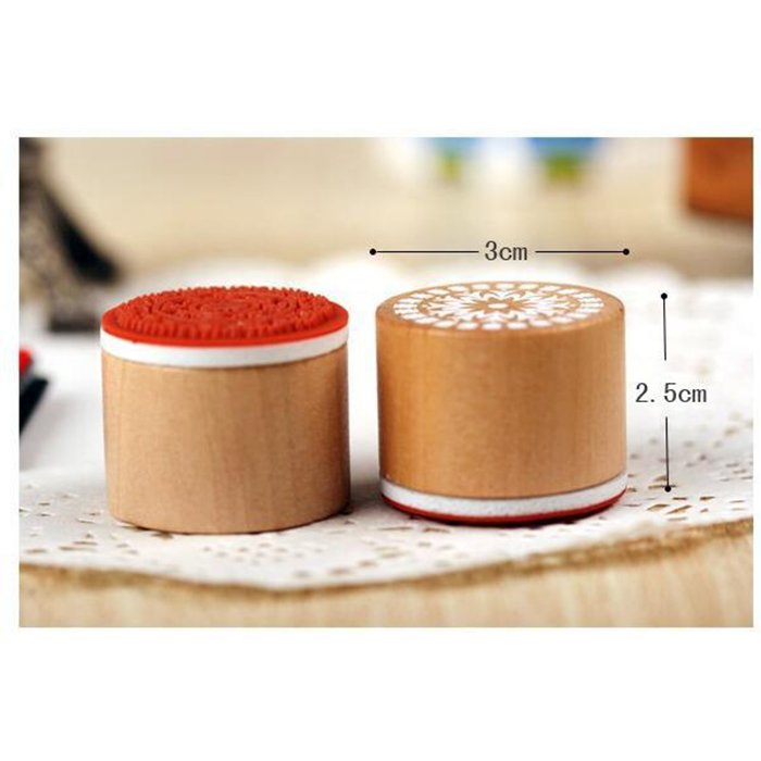 Wholesale DIY Custom Retro Wood Round Stamp Personalized Patterned Logo