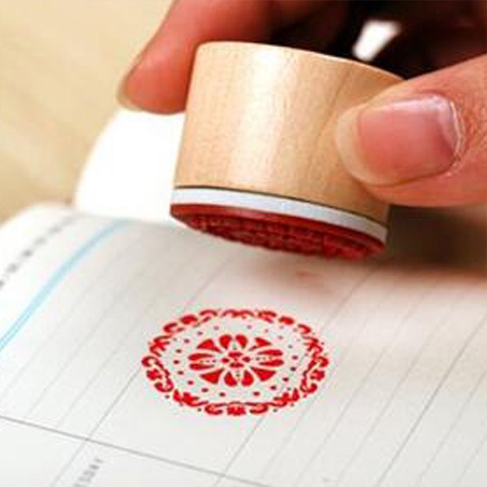Wholesale DIY Custom Retro Wood Round Stamp Personalized Patterned Logo