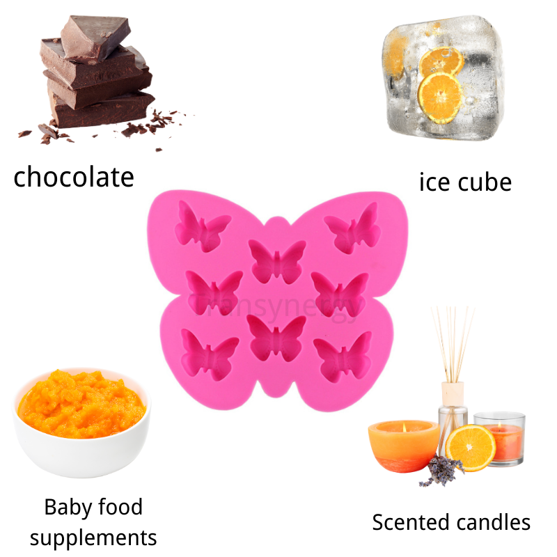 Silicone Factory Customized Soft Easy to Release Silicone Ice Cube Tray In Butterfly Shape DIY Scented Candle Baby Food Model
