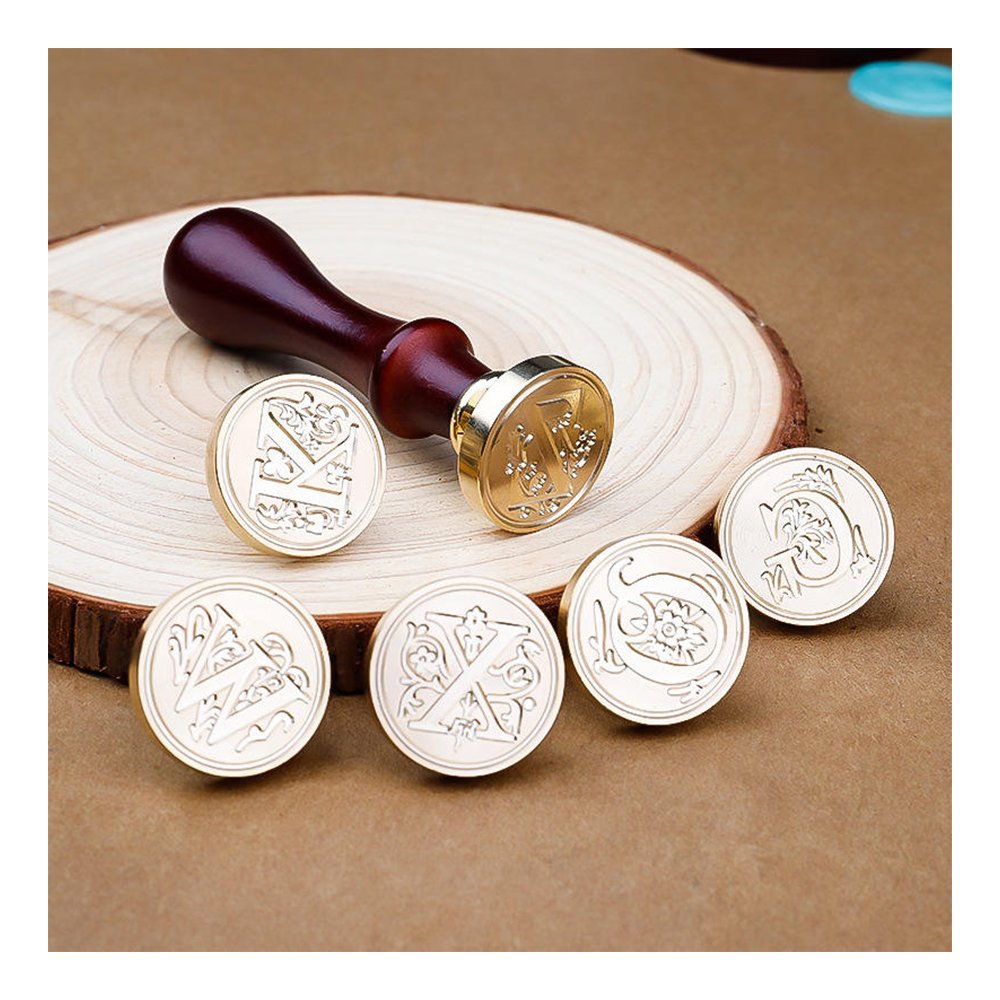 Eacajess Wholesale Customized Letter Sealing Wax Stamp Copper Head Wooden Handle Wax Seal Stamp