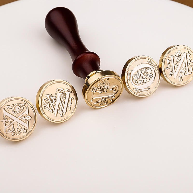 Eacajess Wholesale Customized Letter Sealing Wax Stamp Copper Head Wooden Handle Wax Seal Stamp