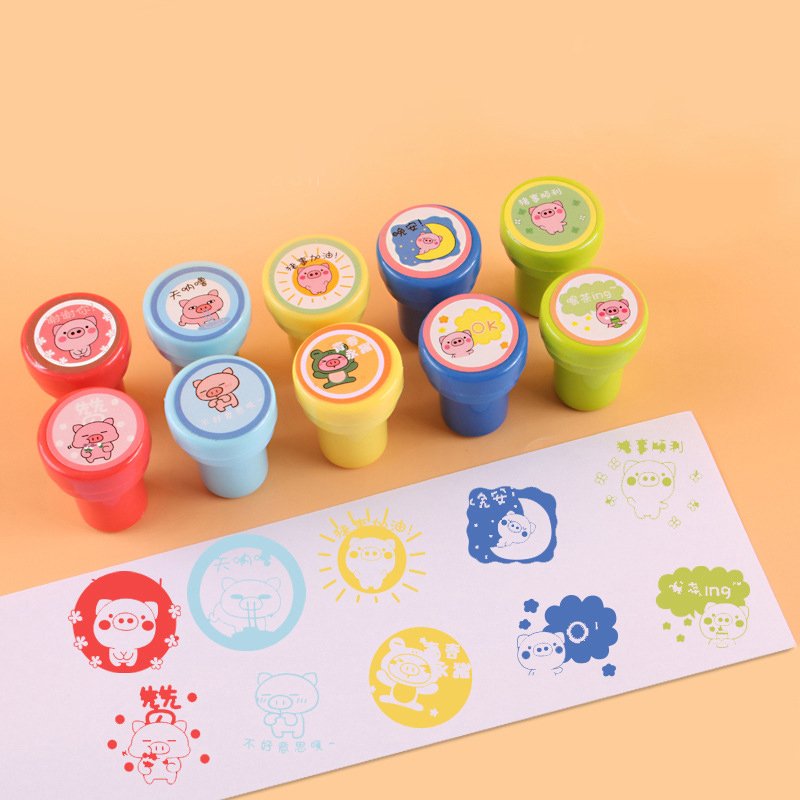 Popular personalized custom safe cute pre inked EVA kids toy stamp set