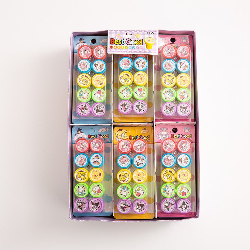 Ruunjoy New 10PC/set Kawaii Seal Set Anime Kulomi Kt Cinnamon Roller Seal Cartoon kid Award Seal Learning label Stationery gift