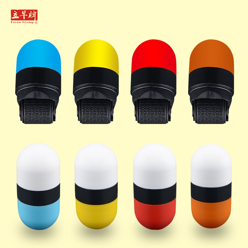 HD hot sale kid toy capsule shape two roller id confidential pre inking stamp capsule stamper