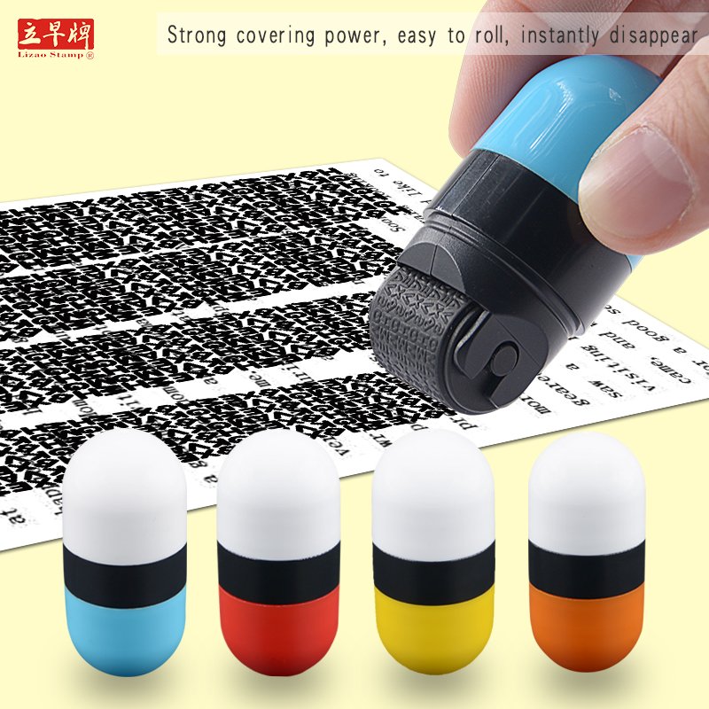 HD hot sale kid toy capsule shape two roller id confidential pre inking stamp capsule stamper