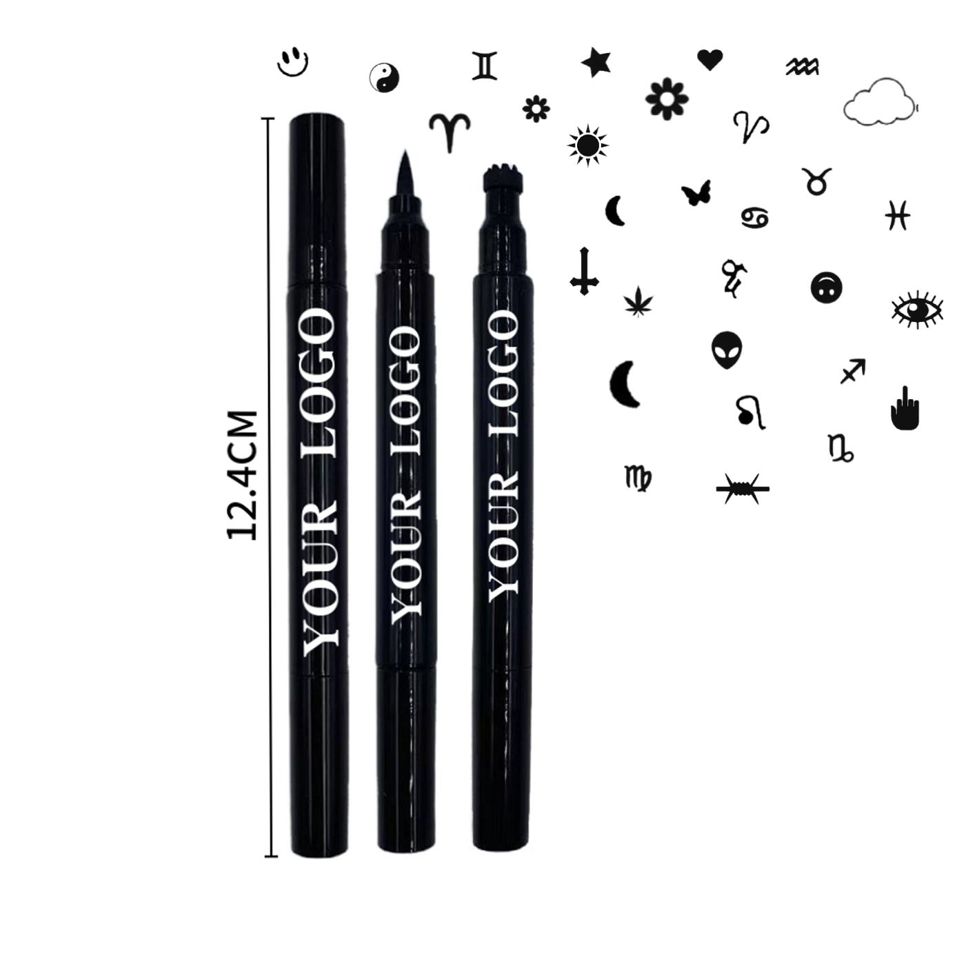 Eyeliner Stamps Pen Face painting pen With Bat, Spriderweb,Star,Moon,Heart,Flower,Smiley, Long-Lasting Waterproof Smudgeproof