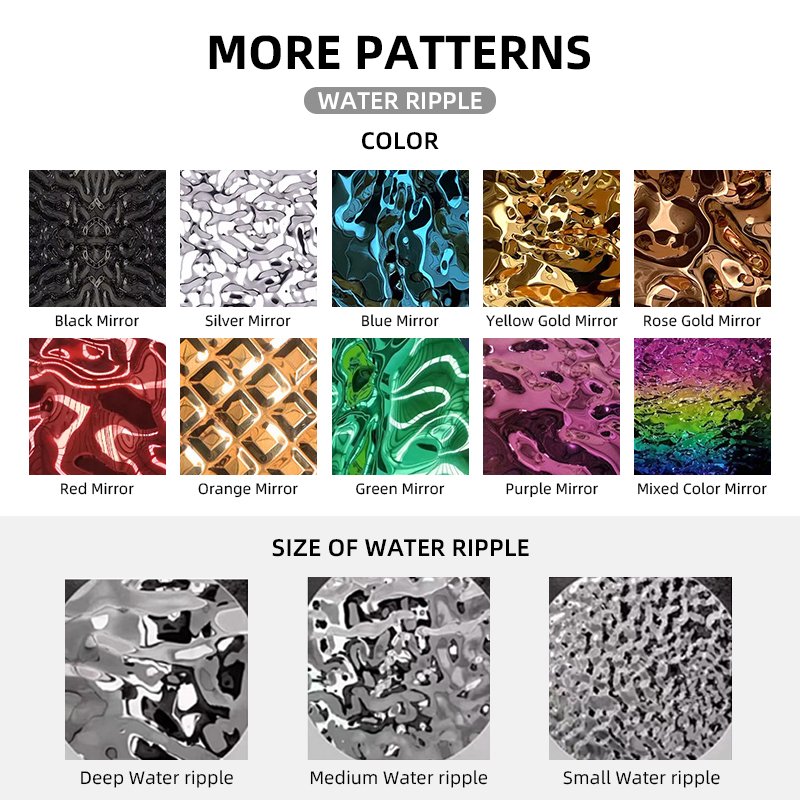 201 304 430 Grand high quality stamped Water Ripple stainless steel sheet