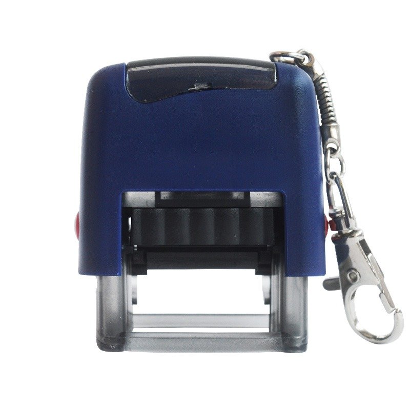 High quality water-based ink 9*25mm plastic self printed office stamp with keychain, suitable for DIY and scrapbook