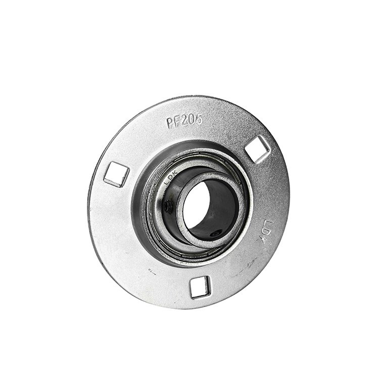 LDK setscrew locking 3-bolt flange light duty SBPF205 stamped steel housing bearing