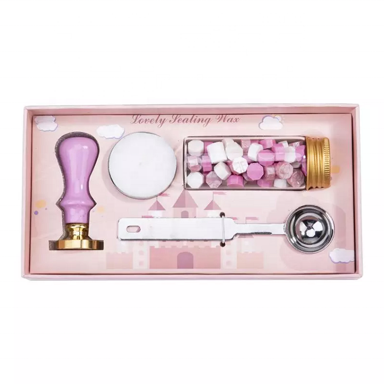 Hot Deal Wax Seal Kit Wax Seal Stamp Set with Sealing Wax Sticks and Melting Spoon White Candles