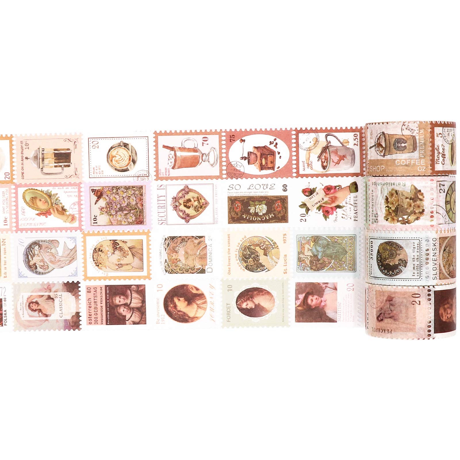 Custom Japanese Vintage Post Stamp Printing DIY Scrapbook Washi Tape Sets Decorative Paper for Craft Application