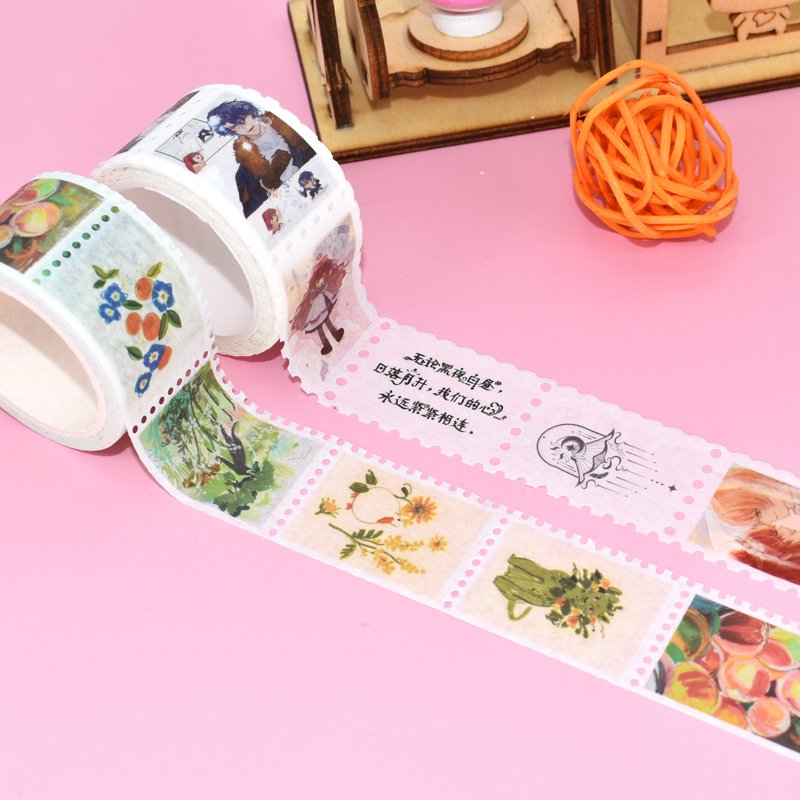 Custom Japanese Vintage Post Stamp Printing DIY Scrapbook Washi Tape Sets Decorative Paper for Craft Application