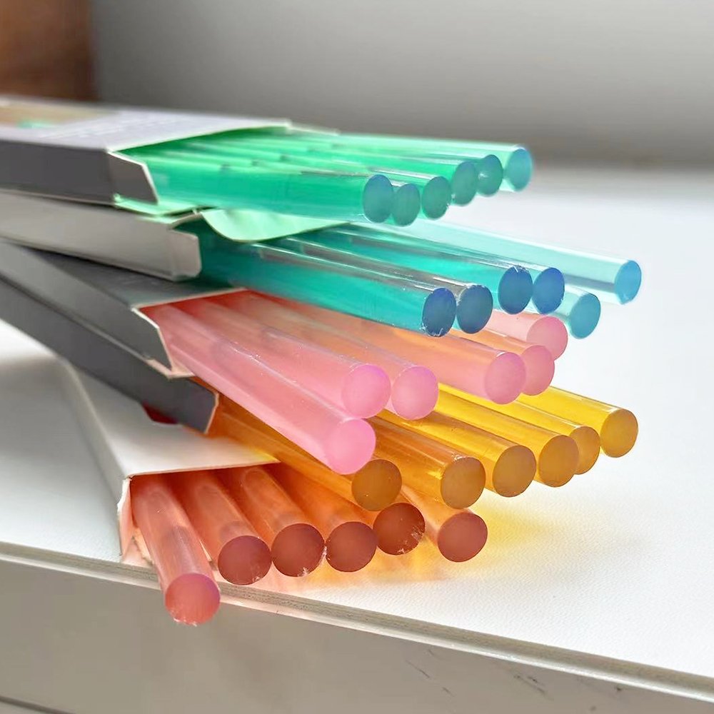 Factory colors green pink titular do cartao transparente clear stamp wax glue gun sticks